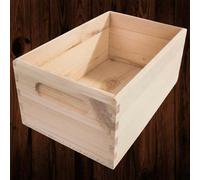 Woodeedoo Small Open Top Wooden Storage Crate With Cut Out Handles For Shelf Display Craft Kitchen Pantry Desk 25 X 16 X 11 Cm