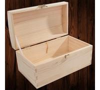 Woodeedoo Small Plain Pine Wooden Treasure Chest Memory Keepsake Jewellery Craft Storage Box With Clasp And Ribbon 23 X 13 X 12 Cm
