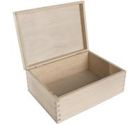 WooDeeDoo Small Rectangular Wooden Box with Hinged Lid - 19.5 x 14 x 8 cm Plain Pine Storage for Crafts Keepsakes Gifts Jewellery DIY Projects Decorative Personalisation Unpainted Natural Wood