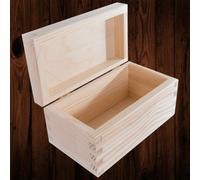 Woodeedoo Small Rectangular Wooden Box With Hinged Lid Unpainted Pine Craft Storage For Trinkets Jewellery Keepsakes 16 X 9 X 8 Cm