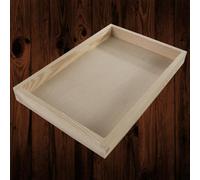 WooDeeDoo Small Rectangular Wooden Serving Tray Shallow Open Display Box Unfinished Pine Storage Organiser Desk Countertop Jewellery Keys Coins Accessories 30 x 20 x 3 cm