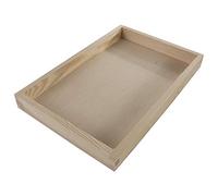 WooDeeDoo Small Rectangular Wooden Serving Tray Shallow Open Display Box Unfinished Pine Storage Organiser Desk Countertop Jewellery Keys Coins Accessories 30 x 20 x 3 cm
