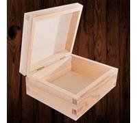 Woodeedoo Small Rectangular Wooden Storage Box Unpainted Pine For Crafts Gifts Keepsakes Jewellery Engraving 14.5 X 12 X 6 Cm