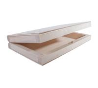 WooDeeDoo Small Shallow Slim Wooden Box | 17 x 9.5 x 2.8 cm | Bolt Closure Keepsake Gift Holder Case | Plain Decorative Wood