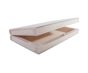 WooDeeDoo Small Shallow Slim Wooden Box | 17 x 9.5 x 2.8 cm | Bolt Closure Keepsake Gift Holder Case | Plain Decorative Wood