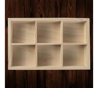 Woodeedoo Small Shallow Wooden Display Shelf With 6 Compartments Unfinished Pine Shadow Box For Wall Hanging Craft 27X17X3.5 Cm