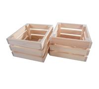 WooDeeDoo Small Solid Wooden Crate | 2 Pack | Natural Wood Slatted Display Presentation Shelf | 16.8 x 15.2 x 9.6 cm |Apple Fruit Storage Box Gift Hamper | Plain Decorative Pine