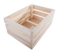WooDeeDoo Small Solid Wooden Crate | 21.8 x 15.2 x 9.6 cm | Natural Wood Slatted Display Presentation Shelf Apple Fruit Storage Box Gift Hamper | Plain Decorative Pine