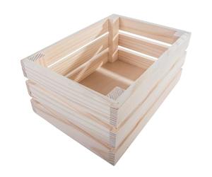 WooDeeDoo Small Solid Wooden Crate | 21.8 x 15.2 x 9.6 cm | Natural Wood Slatted Display Presentation Shelf Apple Fruit Storage Box Gift Hamper | Plain Decorative Pine