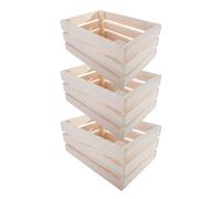 WooDeeDoo Small Solid Wooden Crate | 3 Pack | Natural Wood Slatted Display Presentation Shelf | 21.8 x 15.2 x 9.6 cm |Apple Fruit Storage Box Gift Hamper | Plain Decorative Pine