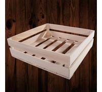 Woodeedoo Small Square Beechwood Crate Shallow Wooden Gift Hamper Display Shelf Storage Box Display Craft Caddy Tray 18X18X5.5Cm