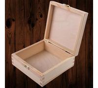 Woodeedoo Small Square Decorative Wooden Box With Hinged Lid & Clasp For Trinkets Keepsakes Jewellery Crafts Gifts 14X14X6Cm