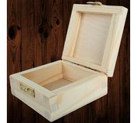 Woodeedoo Small Square Wooden Box Keepsake Storage Organiser For Jewellery Trinkets Crafts Diy Gift Packaging 8.5 X 8.5 X 4 Cm