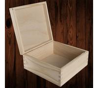 Woodeedoo Small Square Wooden Box With Hinged Lid For Keepsakes Crafts Trinkets Jewellery Pyrography Engraving Diy 15 X 15 X 7 Cm