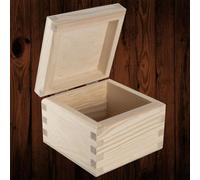 Woodeedoo Small Square Wooden Keepsake Box With Hinged Lid Plain Pine Trinket Diy Craft Storage Cube Gift Case 10 X 10 X 7.5 Cm