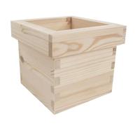 WooDeeDoo Small Square Wooden Planter Box - Unfinished Pine Decorative Rim Herb Pot for Indoor Flower Display DIY Customisation - Rustic Craft Container Windowsill Plant Holder - 14 x 14 x 12 cm