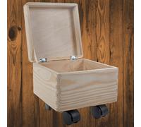 Woodeedoo Small Square Wooden Underbed Storage Box With Lid Wheels Unfinished Pine Chest For Toys Keepsakes Crafts 20X20X19 Cm