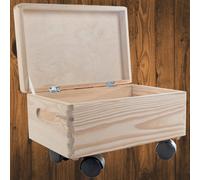 Woodeedoo Small Under Bed Wooden Storage Box With Hinged Lid Handles Wheels For Memory Crafts Home Organisation 30 X 20 X 19 Cm