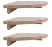 WooDeeDoo Small Wooden Corner Shelves 22 cm / 8.6" | 3 Pack | Unfinished Natural Pine Floating Wall-Mounted Display Storage Shelf