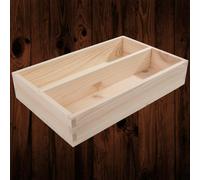 Woodeedoo Small Wooden Cutlery Tray With 2 Compartments Solid Pine Storage Sorter Organiser Kitchen Drawer Insert 26.5X17X5Cm