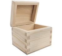 WooDeeDoo Small Wooden Keepsake Jewellery Box with Rounded Hinged Lid - Unfinished Pine Storage for Trinkets Craft Projects Gifts - Customisable Mini Treasure Chest - 9.5 x 8 x 8 cm