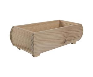 WooDeeDoo Small Wooden Oval Plant Pot - Natural Unfinished Pine Planter Box - Rectangular Raised Design with Legs - Indoor Use Herbs Succulents Crafts Gifts - 20 x 10 x 6.5 cm