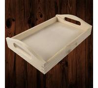 Woodeedoo Small Wooden Serving Tray With Curved Handles In Unfinished Pine For Tea Coffee Snacks Or Display Use 30 X 20 X 6.5 Cm