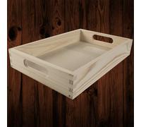 Woodeedoo Small Wooden Serving Tray With Handles For Food Drinks Snacks Decorative Use Natural Pine 30 X 20 X 5 Cm