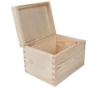 WooDeeDoo Small Wooden Storage Box with Hinged Lid - 16 x 12 x 11 cm - Unpainted Pine Container for Décor Crafts Gifts Memory Items DIY Customisation Painting Waxing Decorating