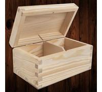 Woodeedoo Small Wooden Storage Box With Rounded Hinged Lid And Two Compartments Holder For Tea Bags Jewellery Crafts 15X9.5X8Cm
