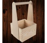 WooDeeDoo Tall Wooden Trug Caddy with Handle - Pine Storage Box for Crafts Gardening DIY Decorative Use Kitchen Utensils Tools or Planters - Multi-Purpose Rustic Tote - 17.5 x 17 x 30 cm