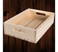 Woodeedoo Solid Wooden Shallow Crate Slatted Base Unfinished Pine Storage Display Box Craft Container Organiser 30 X 20 X 7 Cm