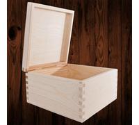 Woodeedoo Square Deep Wooden Storage Box Hinged Lid Stationery Gift Chest Craft Memory Paint Decor Personalise 20 X 20 X 13.5 Cm