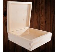 Woodeedoo Square Pine Wooden Storage Box Hinged Lid Jewellery Letters Trinkets Craft Gift Decor Paint Personalise 16 X 16 X 6 Cm