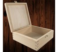 Woodeedoo Square Pine Wooden Storage Box With Clasp Hinged Lid Jewellery Gift Craft Trinkets Memory Paint Personalise 15X15X6 Cm