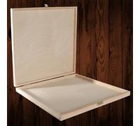 Woodeedoo Square Shallow Flat Wooden Box With Clasp For Vinyl Records Documents Gifts Keepsakes Decoration Plain Pine 35X35X3.5 Cm