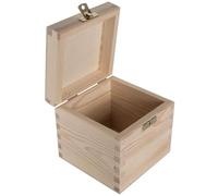 WooDeeDoo Square Wooden Box with Clasp and Hinged Lid - 11 x 11 x 10.5 cm - Pine Keepsake Storage Cube for DIY Decoration Gift Wrapping Jewellery Trinkets Personal Craft Memory Box Unpainted Plain