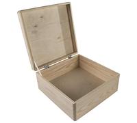 WooDeeDoo Square Wooden Box with Hinged Lid 30 x 30 x 14 cm - Plain Pine Craft Storage Chest for DIY Decorating Keepsake Memory Box 9L - Personalised Gift Decorative Unfinished Wood Organiser
