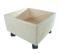 WooDeeDoo Square Wooden Crate on Wheels Open - Top Stackable Storage Box Unfinished Pine Mobile Toy Craft Pantry Organiser DIY Cube Container Decorative Tray - 30 x 30 x 19.5 cm