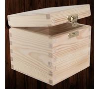 Woodeedoo Square Wooden Keepsake Box With Clasp Hinged Lid Plain Pine Cube Diy Personalised Gift Storage Craft 11 X 11 X 10.5 Cm