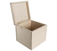 WooDeeDoo Square Wooden Keepsake Box with Lid - 16 x 16 x 16 cm Plain Pine Cube Storage for Trinkets Crafts Memory Items DIY Decoupage Unfinished Natural Wood Organiser Box