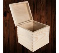 Woodeedoo Square Wooden Keepsake Box With Lid Cube Holder Home Organisation Gift Case Craft Diy Decoration 13 X 13 X 13.5 Cm