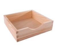 WooDeeDoo Square Wooden Napkin Holder Serviette Dispenser Pine Tissue Box - 19 x 19 x 5.5 cm- Table Caddy Unpainted Craft Base for Kitchen Dining Counter Bar Storage Plain Customisable