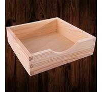 WooDeeDoo Square Wooden Napkin Holder Serviette Dispenser Pine Tissue Box - 19 x 19 x 5.5 cm- Table Caddy Unpainted Craft Base for Kitchen Dining Counter Bar Storage Plain Customisable