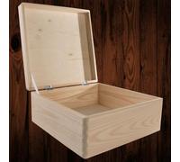 Woodeedoo Square Wooden Storage Box With Hinged Lid Crafts Keepsakes Gift Organising Diy Decoration Engraving 30 X 30 X 14 Cm