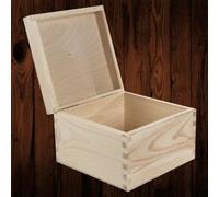 Woodeedoo Square Wooden Storage Box With Hinged Lid Pine Cube Keepsake Memory Gift Chest For Crafts Jewellery 16 X 16 X 10.5 Cm