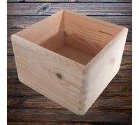 WooDeeDoo Wooden Square Storage Crate Box - 20x20x13cm - Open Pine Farmhouse Style Basket Unpainted Natural Wood Desk Organiser Non-Lidded Container Kitchen Office Tidy Bin for Craft DIY