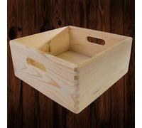 Woodeedoo Square Wooden Storage Crate Box With Handles 30X30X13Cm Natural Pine Open Tray Bin Basket Desk Kitchen Shelf Organiser