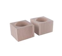 WooDeeDoo Square Wooden Tea Light Candle Holder | Beechwood | 2x XSmall | 60 x 60 x 40 mm | Unpainted Plain Blank Decorative Wood for Craft Decoupage
