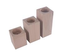 WooDeeDoo Square Wooden Tea Light Candle Holder | Beechwood | Set of 3/ S+M+L | Unpainted Plain Blank Decorative Wood for Craft Decoupage